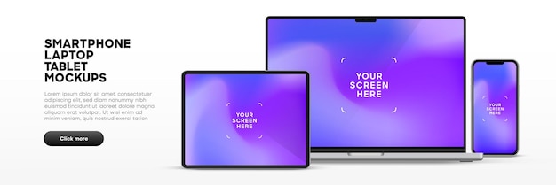 3d high quality modern laptop smartphone tablet mockup for presentation with isolated background