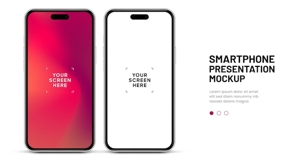 3d high quality smartphone mockup met verschillende hoeken en geïsoleerde achtergrond voor show mobiele app