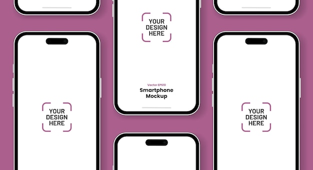 Mockup di smartphone 3d di alta qualità con angolazioni diverse e sfondo isolato per l'app mobile show