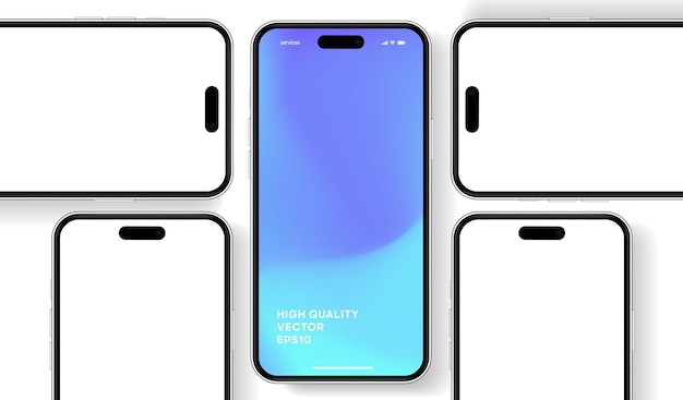 Vector 3d high quality smartphone mockup with different angle and isolated background for show mobile app