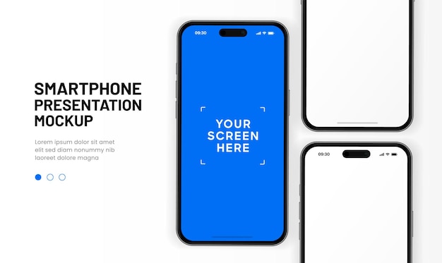 Vector 3d high quality smartphone mockup with different angles and isolated background for show mobile app