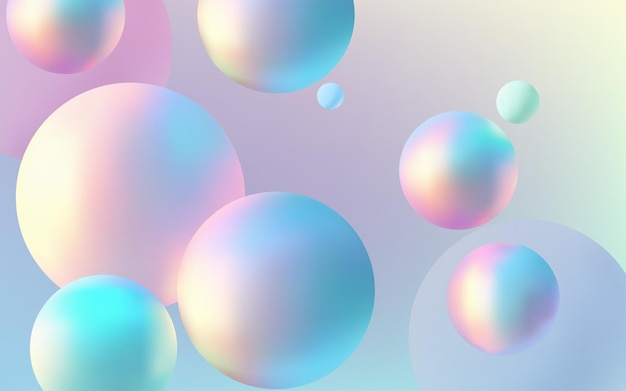 3D holografische compositie met gloeiende ballen op een neon abstracte achtergrond Moderne verkoopbannerontwerp met geometrische vormen en een minimalistische gradiënt Trendy en creatief element Niet AI