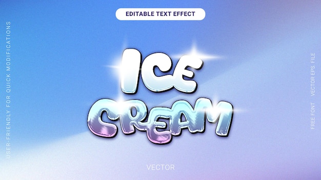 3d Holografische gradiënt Ice Cream lettertipe bewerkbare tekst effect vector korrelige achtergrond