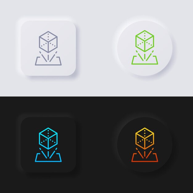 3D 全息圖物件圖標組 多色形狀按軟介面設計為網頁設計 應用程式介面和更多按<unk >向量