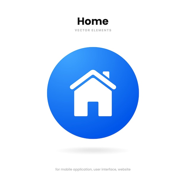 Vector 3d home, homepage, base, main page, house icon emblem symbol, sign for ui ux mobile app websi