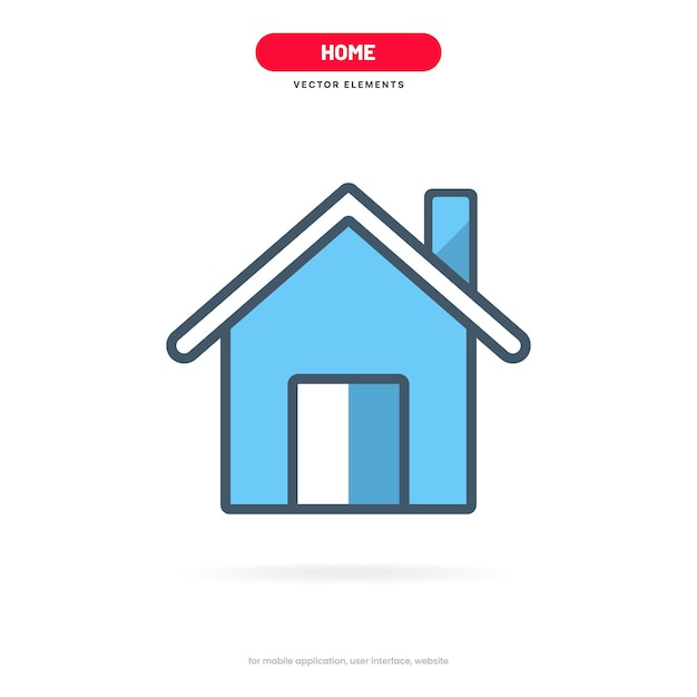 Vector 3d home homepage base main page house icon emblem symbol sign for ui ux mobile app websi