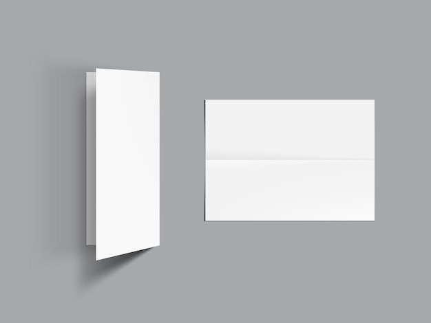 Vector 3d horizontal fold blank white brochure template