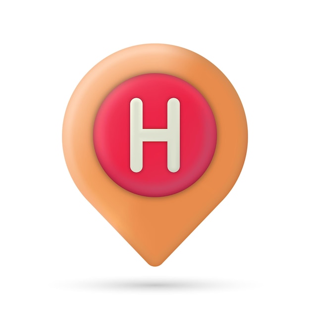 3d Hospital Map Pin icon