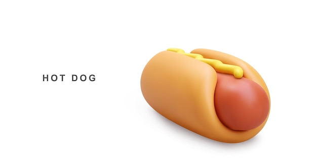 3d Hot Dog on white background