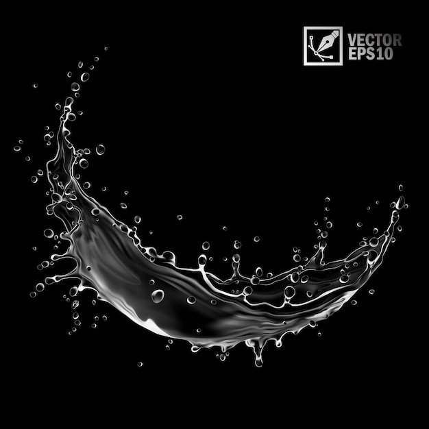 Vector 3d hyper realistic transparent isolated vector splash of water with drops in the form of a circle