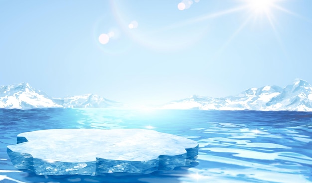 얼음 제품에 대한 3d 얼음 연단 장면