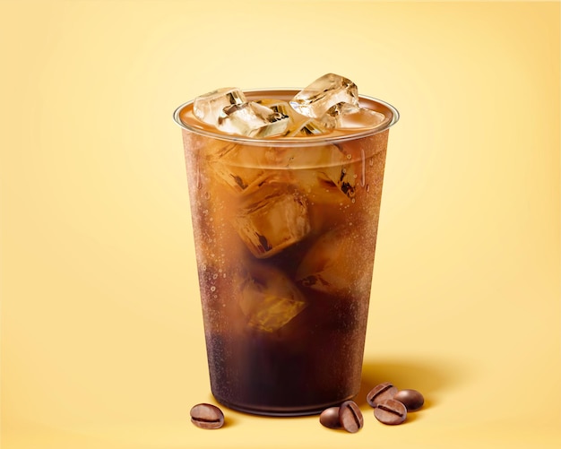 Vector 3d iced brew coffee in takeout cup