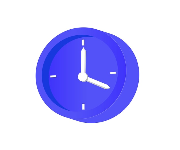 3d icon blue alarm clock watch minimal design