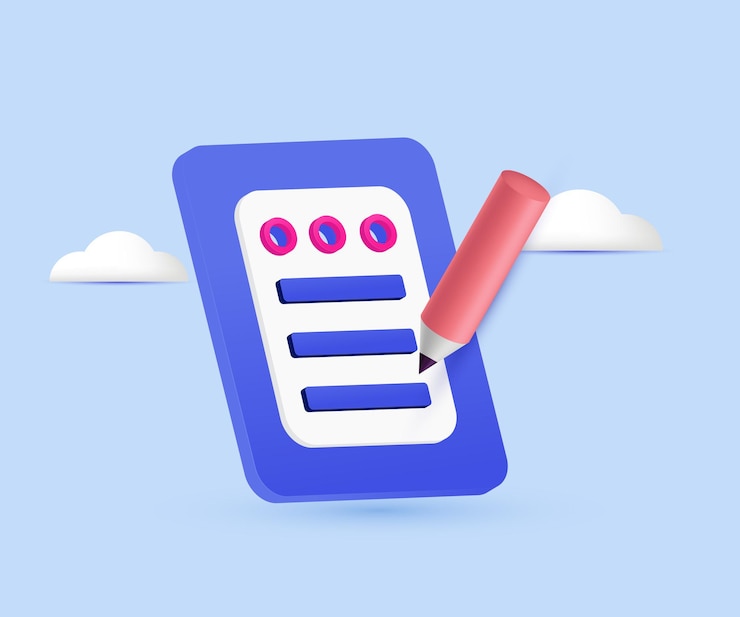 Vector 3d icon blue pen paper notetaking new idea realistic design vector