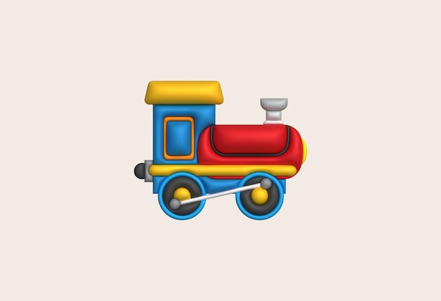 3d icon children's constructor train with trailers The concept of preschool education