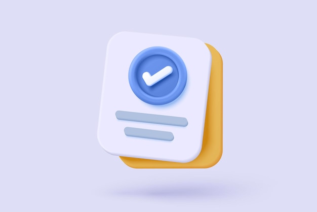 3d-icon file taakbeheer todo checklist toewijzing en examen papierwerk werk aan organisatie vooruitgang feedback administratie enquête 3d clipboard tick check icon vector render illustratie