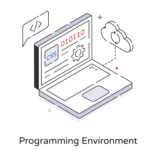 A 3d icon of programming environment