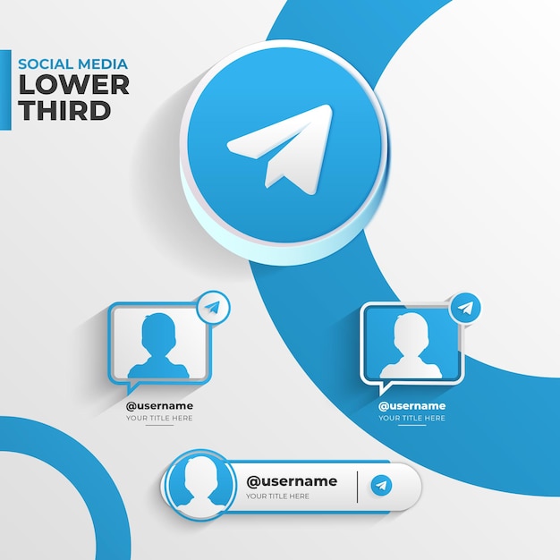 Vector 3d icon social media telegram lower third