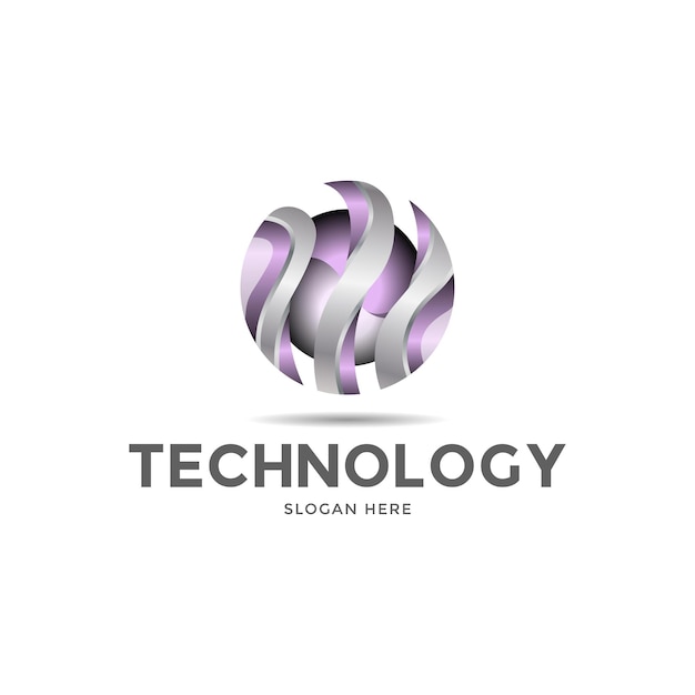 Вектор Шаблон дизайна логотипа 3d значок технологии сми