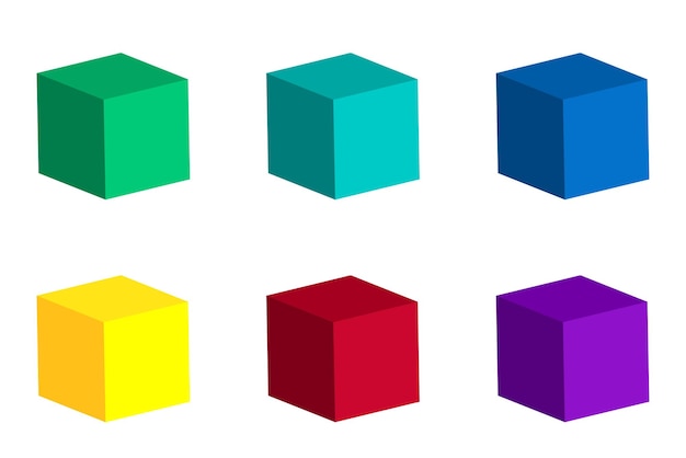 Vector 3d icon with colored cubes vector illustration