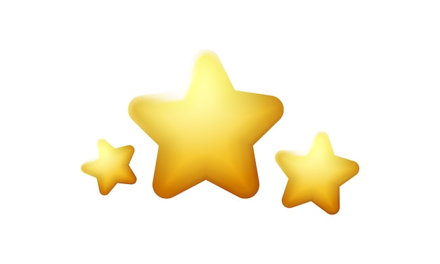 3d icons gold stars isolated on white background