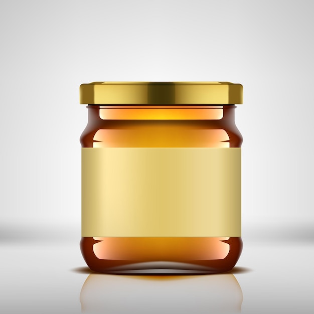 3d ideal transparent glass jar with honey