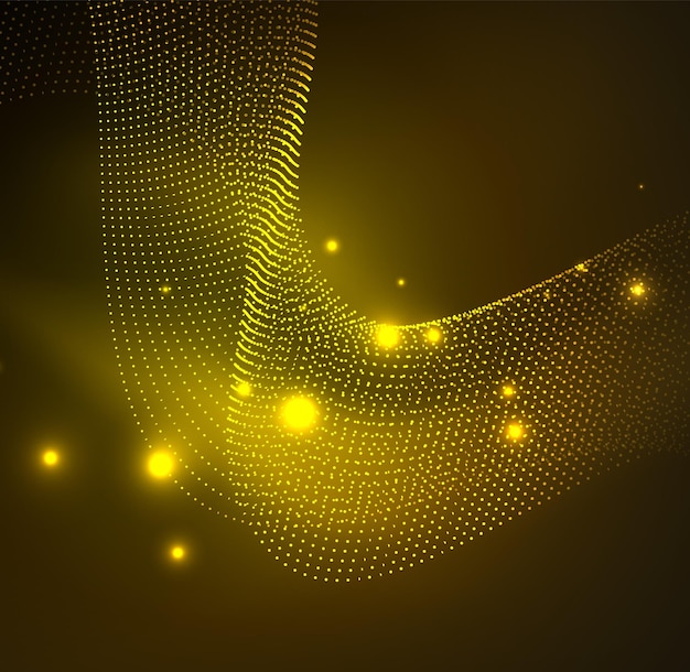3D-подсвеченная волна светящихся частиц Элемент дизайна HUD Технологическая концепция цифрового всплеска