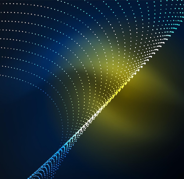 Вектор 3d-подсвеченная волна светящихся частиц элемент дизайна hud технологическая концепция цифрового всплеска