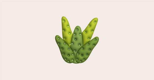 3d-illustratie cactus en aloe vera woestijndoornplant cactus en tropische huisplanten