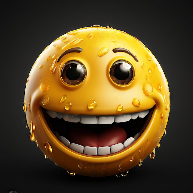 Vector 3d-illustratie gele emoticon met glimlach 3d-illustratie gele emoticon met lach