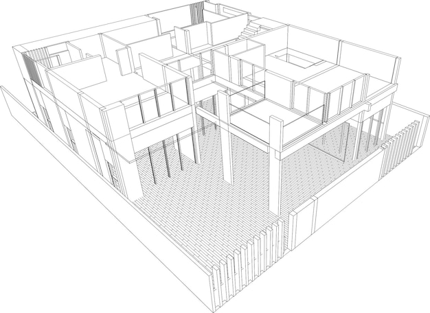 3D illustratie van bouwproject