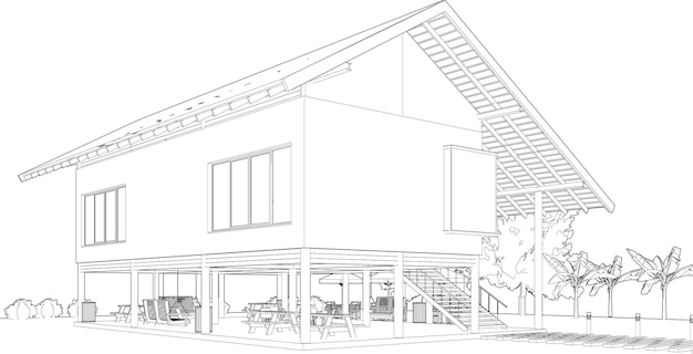 3D-illustratie van een coffeeshop