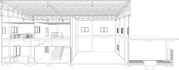 3D-illustratie van een industrieel gebouw