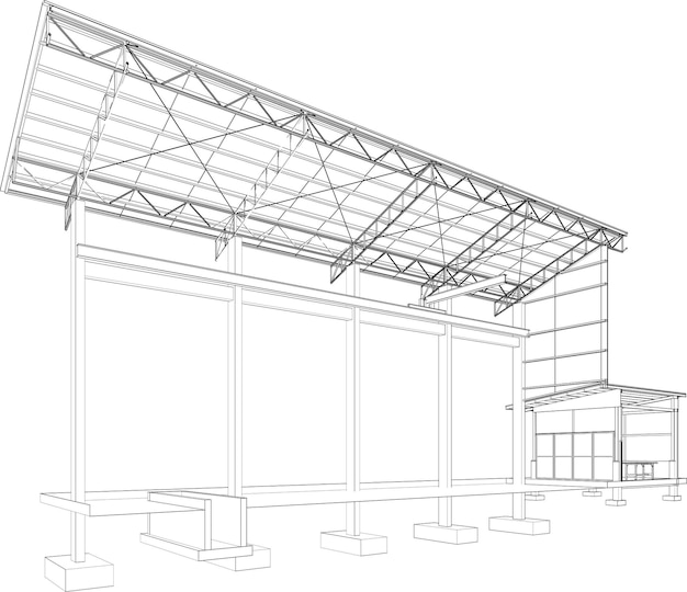 3D-illustratie van een industrieel gebouw