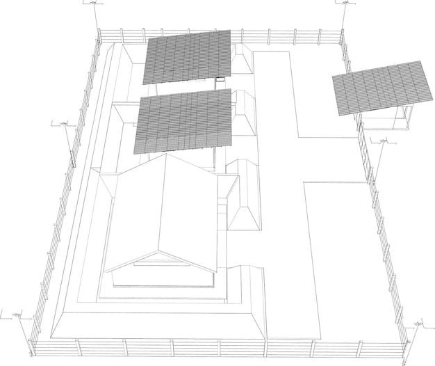 3D-illustratie van een industrieel gebouw