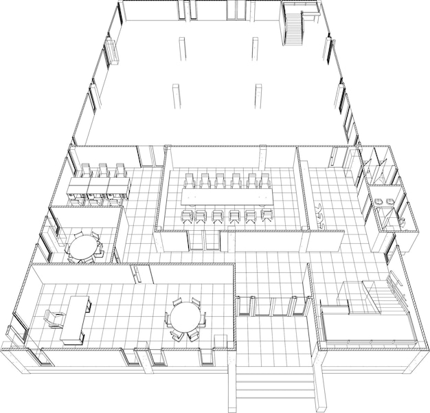 Vector 3d-illustratie van een woningproject