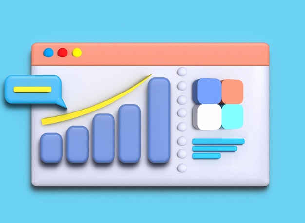 Vector 3d-illustratie van het bedrijf of een nota voor de analyse van bedrijfsgroeigegevens