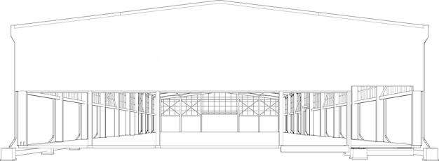 3D illustratie van industrieel gebouw