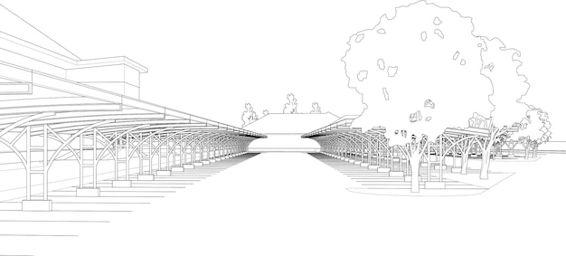 3D illustratie van parkeerplaats