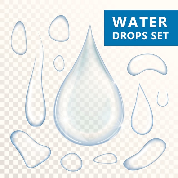 Vector 3d illustratie waterdruppels set