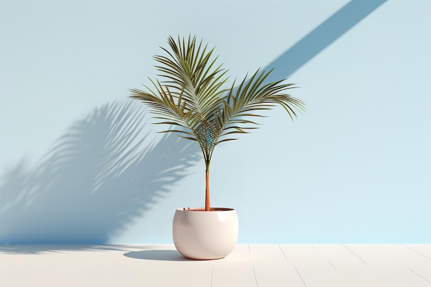 Vector 3d illustration beautiful fan palms in flower pots for decoration