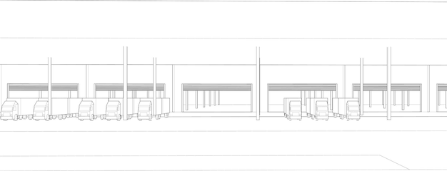 Illustrazione 3d del progetto di costruzione