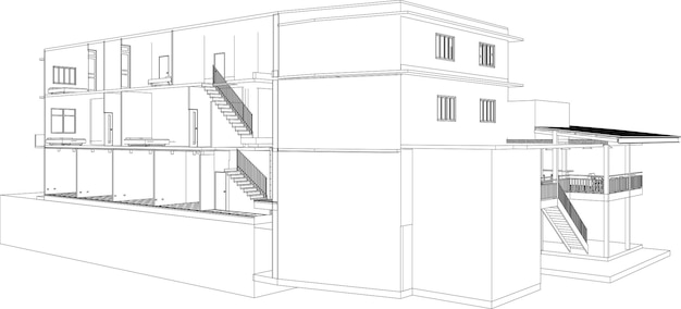 Vector 3d illustration of building project