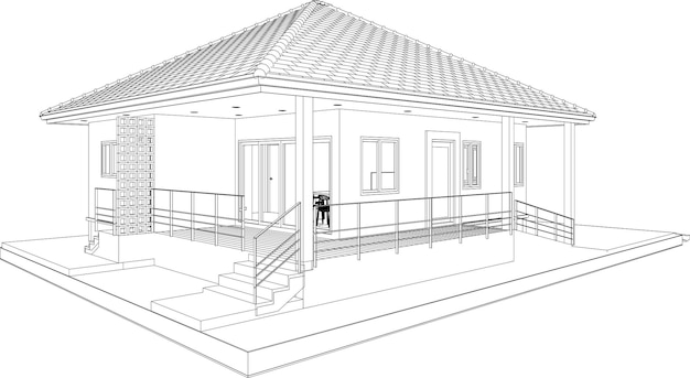 Vector 3d illustration of building project