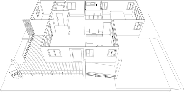 Vettore illustrazione 3d del progetto di costruzione