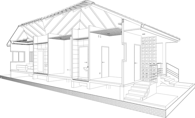 Vector 3d illustration of building project