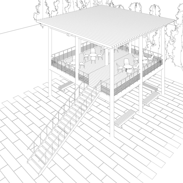 Vettore illustrazione 3d del progetto di costruzione