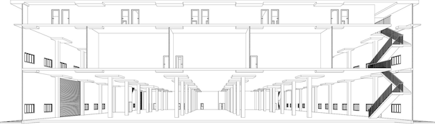 Illustrazione 3d della struttura dell'edificio