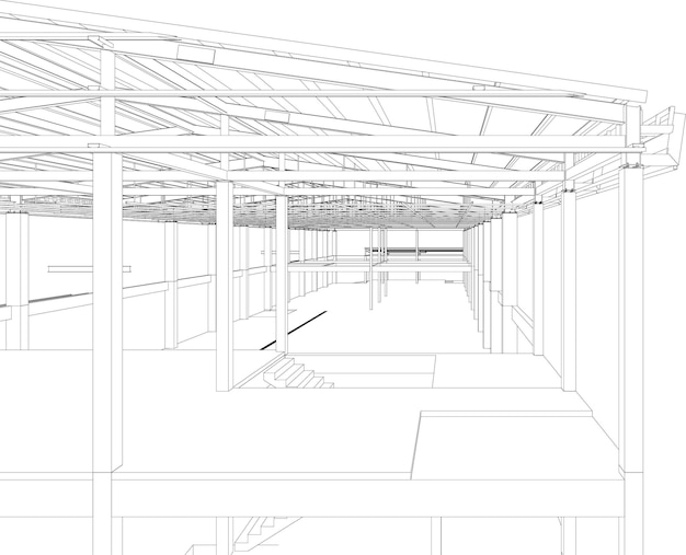 Illustrazione 3d della struttura dell'edificio