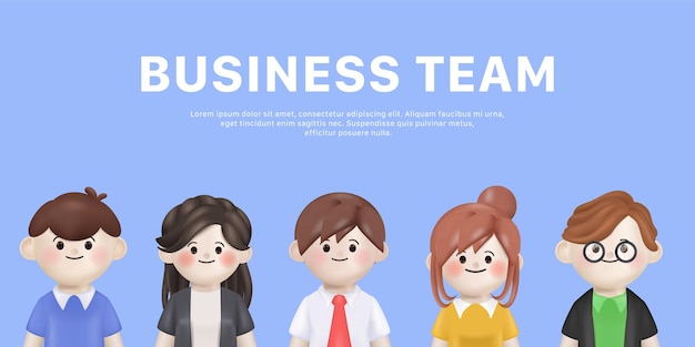 3d illustration cartoon teamwork business people group 3d vector cartoon people design